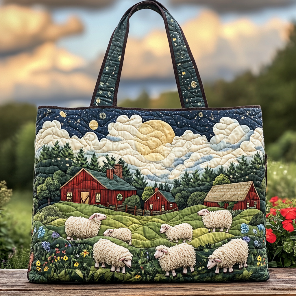 Happy Sheep Quilted Tote Bag Christmas Gifts For Sheep Farmers