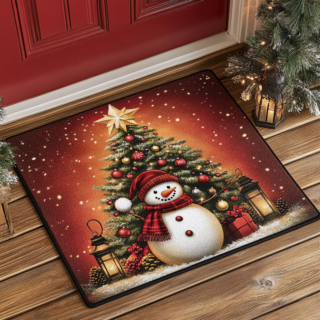 Happy Snowman Doormat Perfect Gift For Friends and Family on Christmas Day
