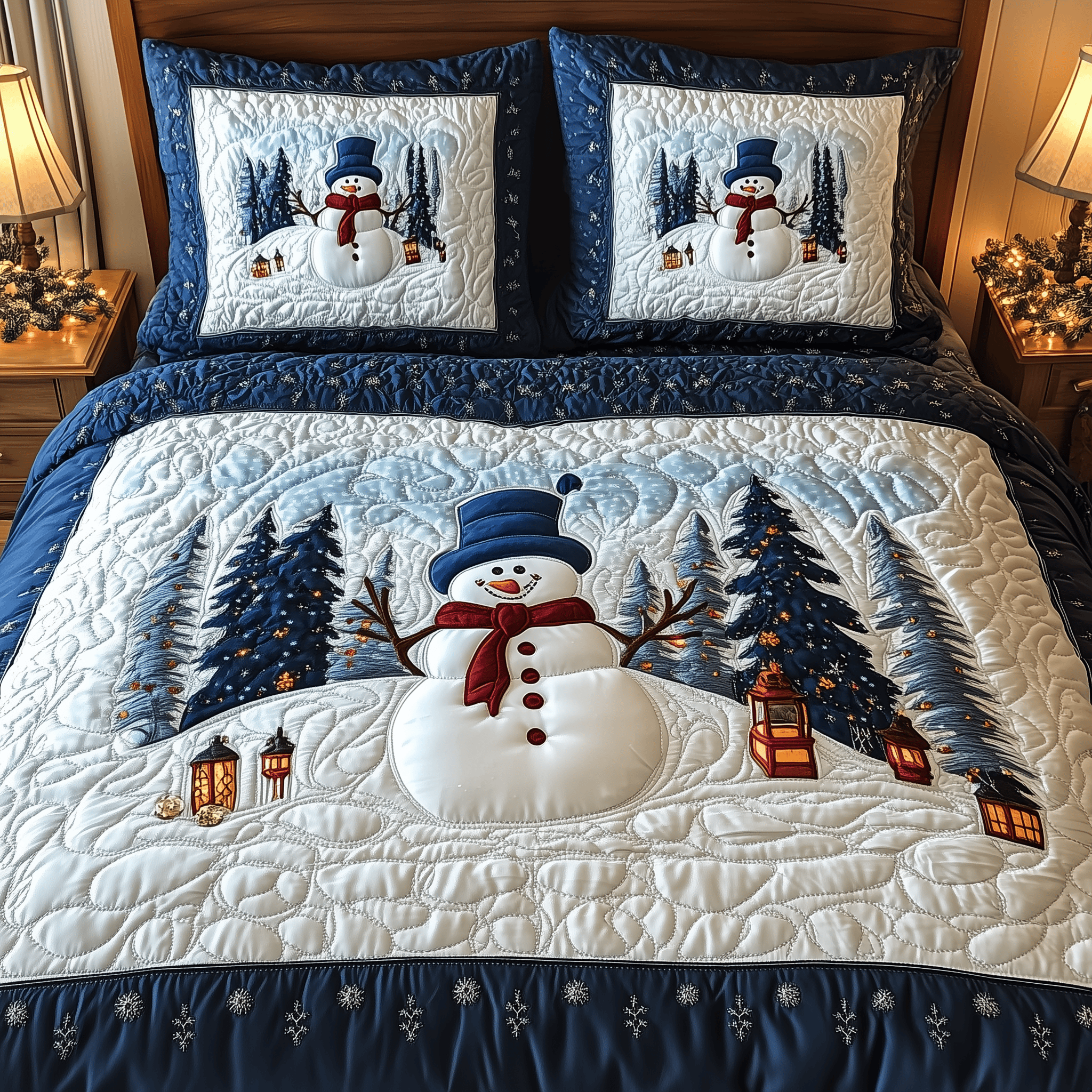 Happy Snowman Quilted Bedding Set Gifts For 10 Year Old Boys
