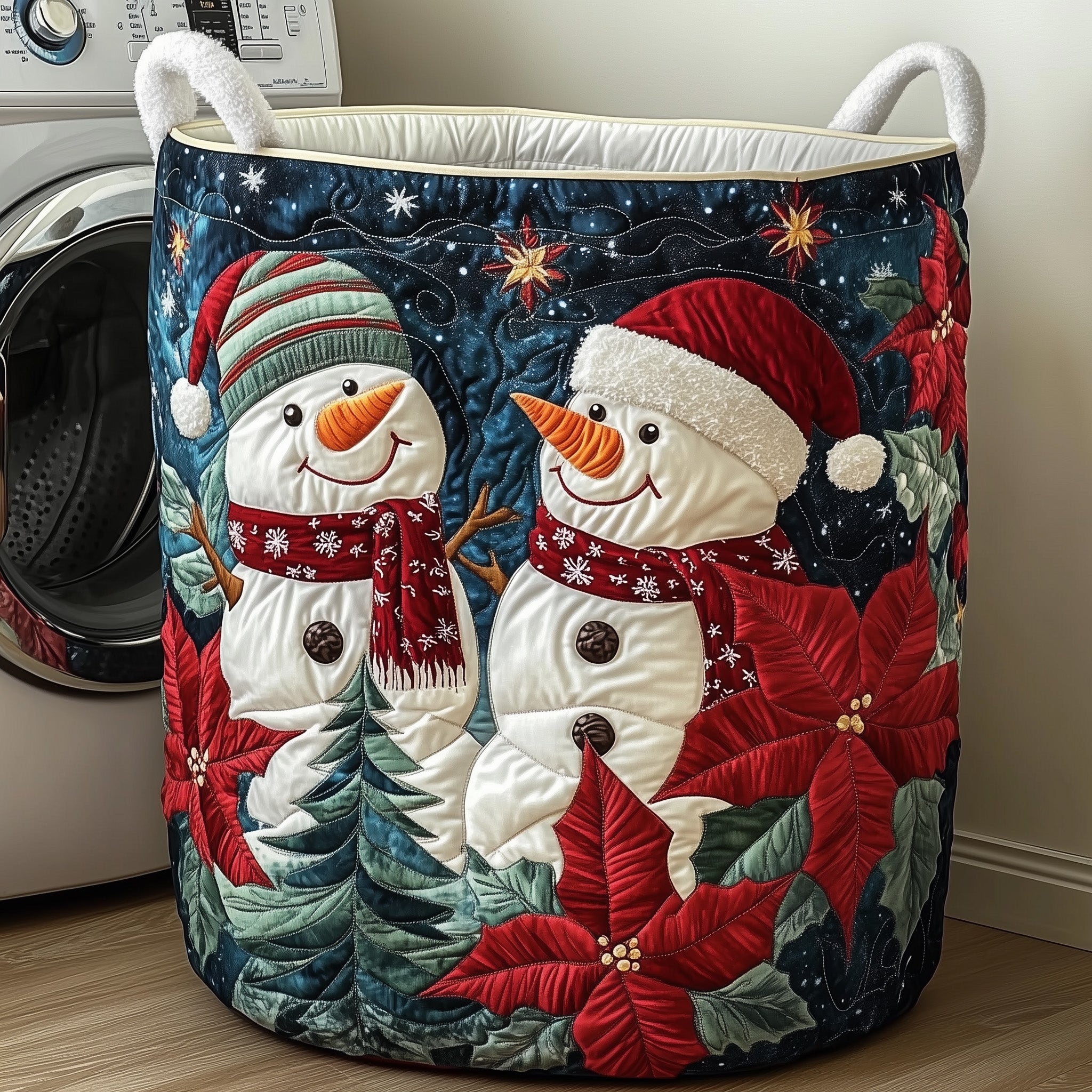 Happy Snowman Quilted Laundry Basket Fall Merch Pick