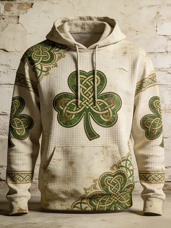 Happy St Patricks Day Celtic Knot Clover Graphic Hoodie Irish Lucky Shamrock Gift Men