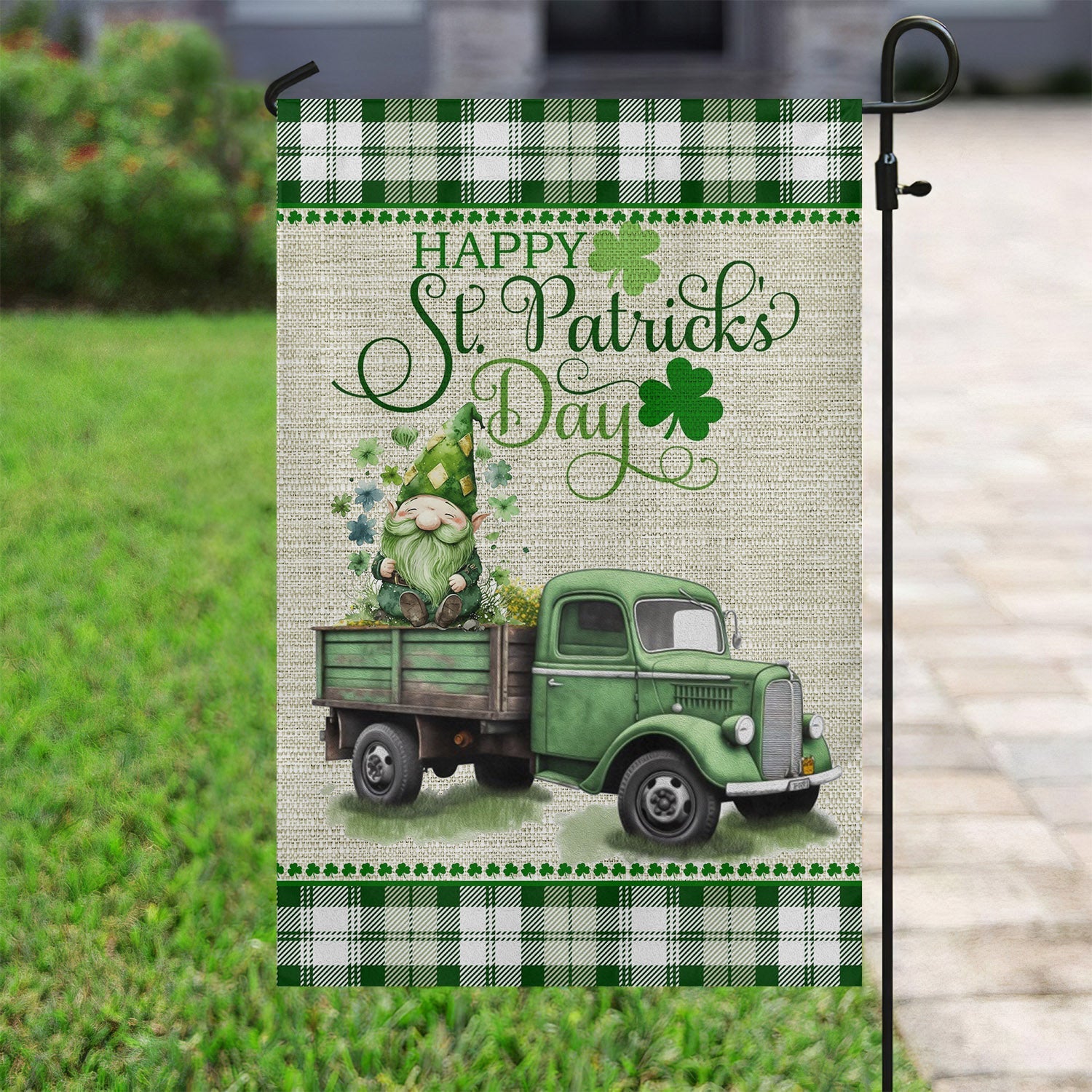 Happy St Patrick's Day Flag Green Gnome Design Saint Patrick's Day Gifts For Gnome Lovers