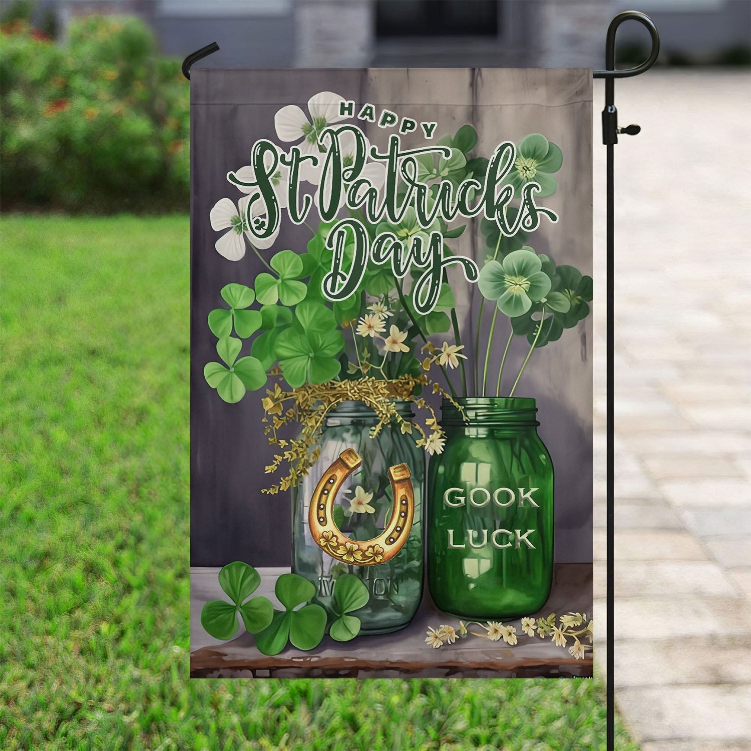 Happy St Patrick's Day Garden Flag Good Luck St Patrick's Day Merch Gifts For Clover Lovers