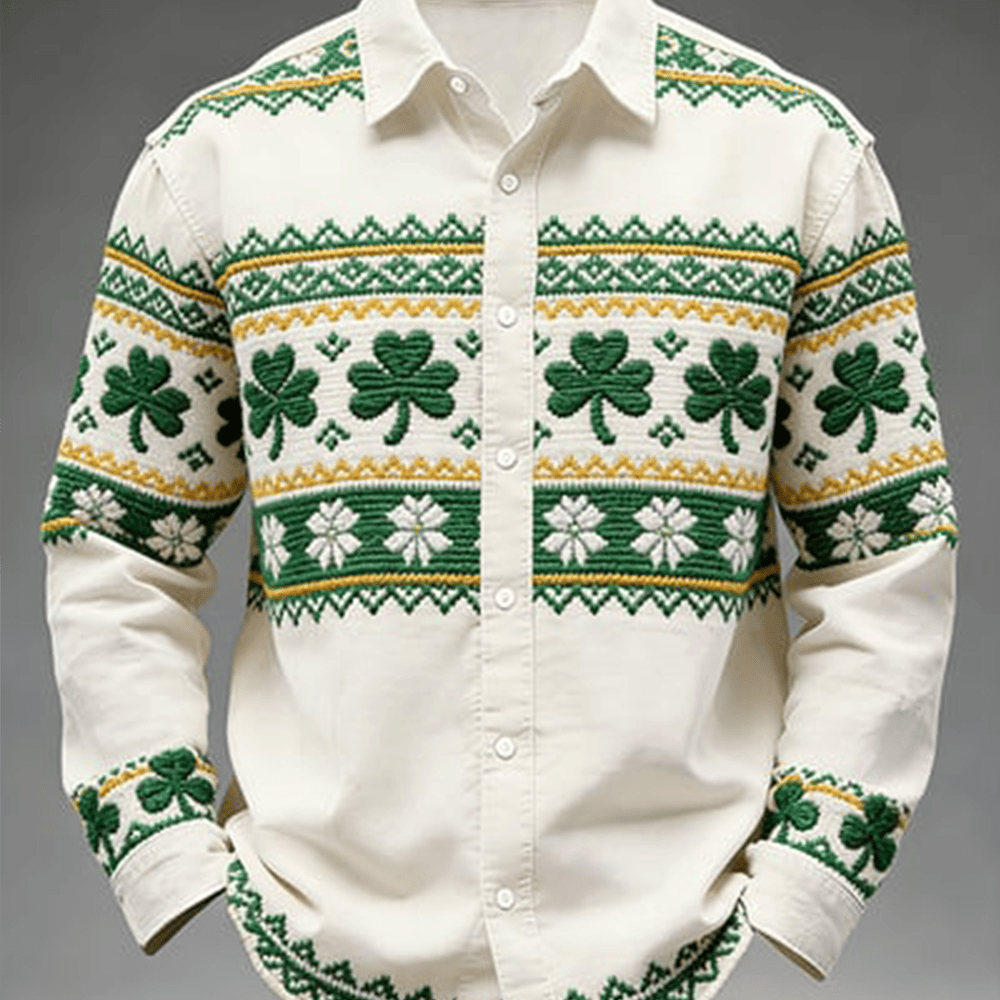 Happy St Patrick's Day Irish Button Up Long Sleeve Shirt Saint Patrick's Day Apparel Men Gift