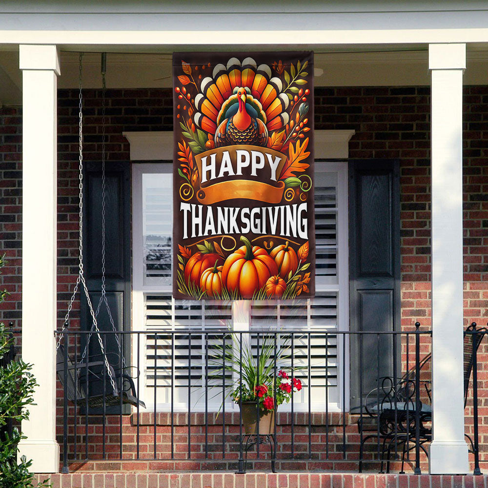 Happy Thanksgiving Day Turkey Flag