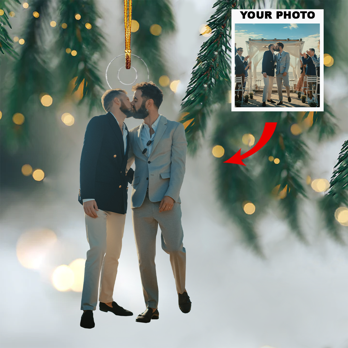Happy Wedding Personalized Photo Mica Ornament Christmas Anniversary Gift For Couple Christmas 2025