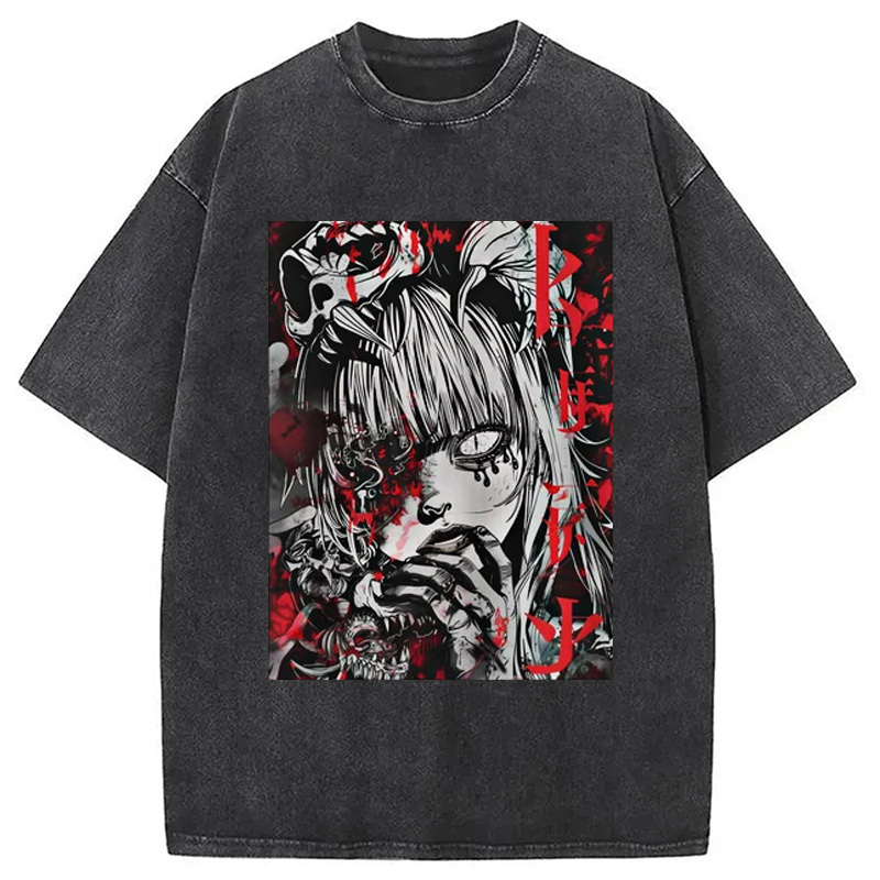 Harajuku Manga Washed T-Shirt Funny Aesthetic Trendy Apparel Gifts For Best Friend Harajuku Manga Washed T-Shirt Funny Aesthetic Trendy Apparel Gifts For Best Friend