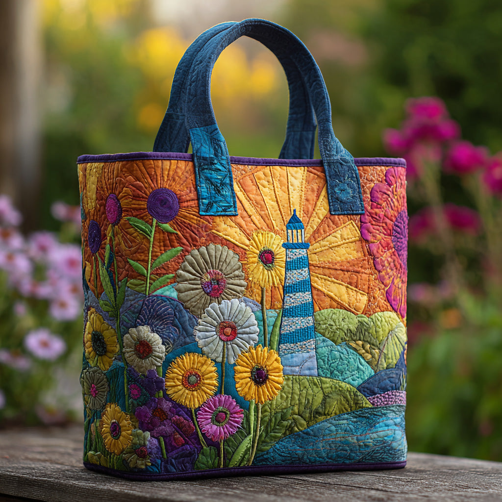 Harbor Flame Quilted Tote Bag Ocean Themed Presents