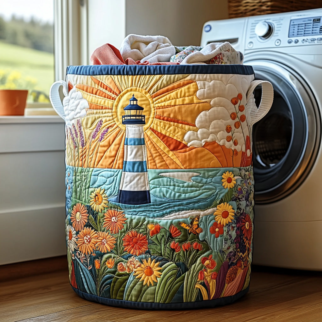Harbor Haven Quilted Laundry Basket Holiday Merch Gift
