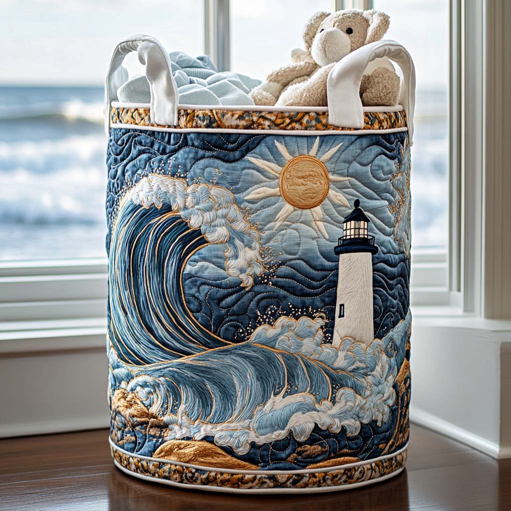Harbor Light Glow Quilted Laundry Basket Winter Merch Essentials