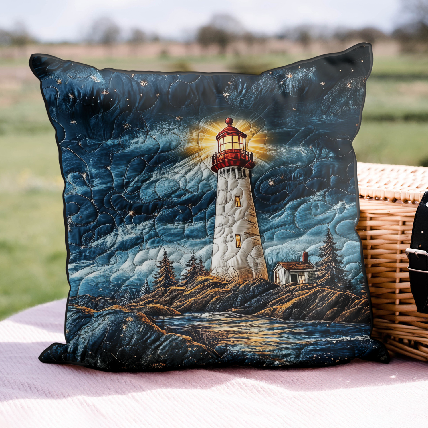Harbor Light Quilted Pillow Case Decorative Pillow Covers Lighthouse Christmas Gifts