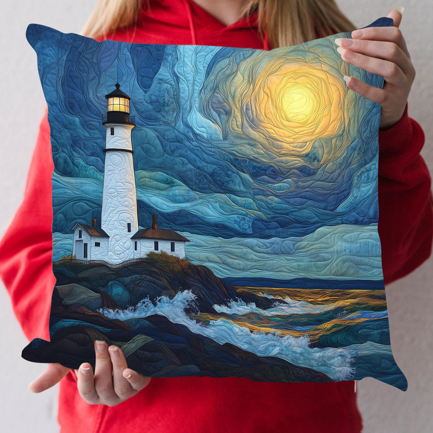 Harbor Of Hope Quilted Pillow Case Seasonal Holiday Pillow Cover