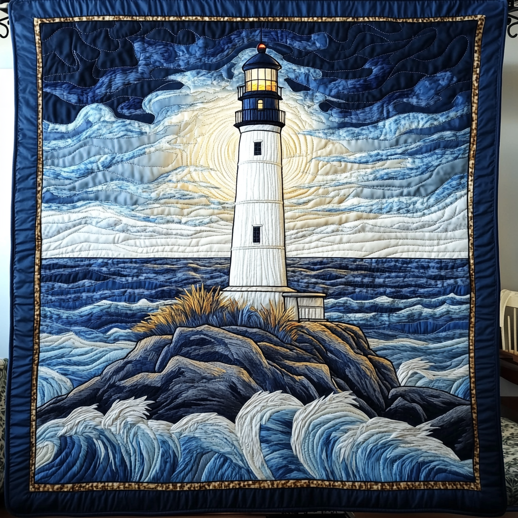 Harbor Watch Quilted Blanket Bed Room Decor Lighthouse Gifts For Mom