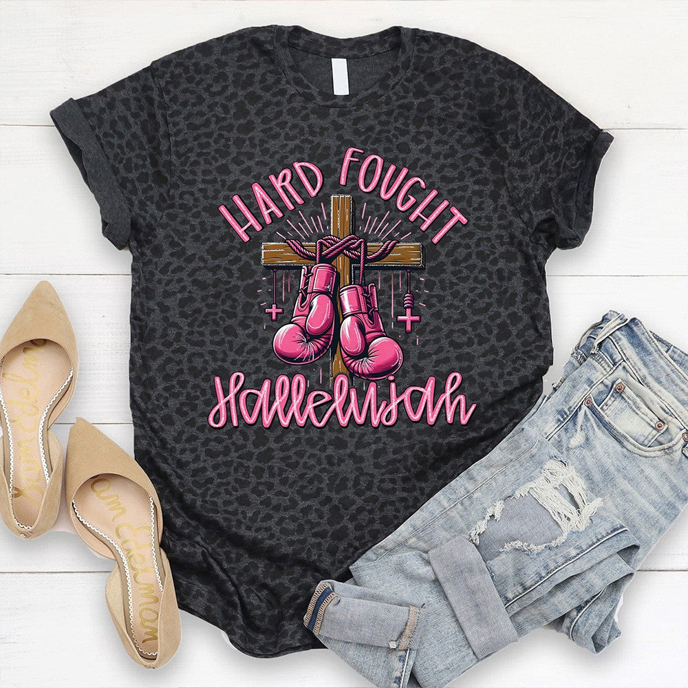 Hard Fought Hallelujah Leopard Shirt Boxing Lovers Christian T-Shirt Gifts For Wife Hard Fought Hallelujah Leopard Shirt Boxing Lovers Christian T-Shirt Gifts For Wife