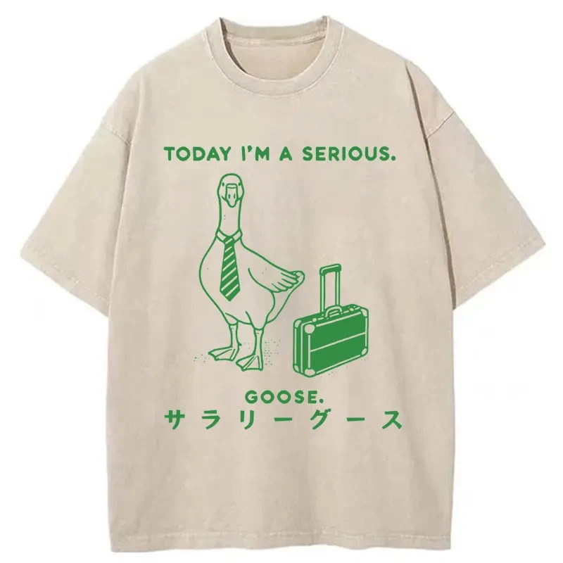 Hard Working Goose Washed T-Shirt Casual Oversized Outfit Style Gifts For Him