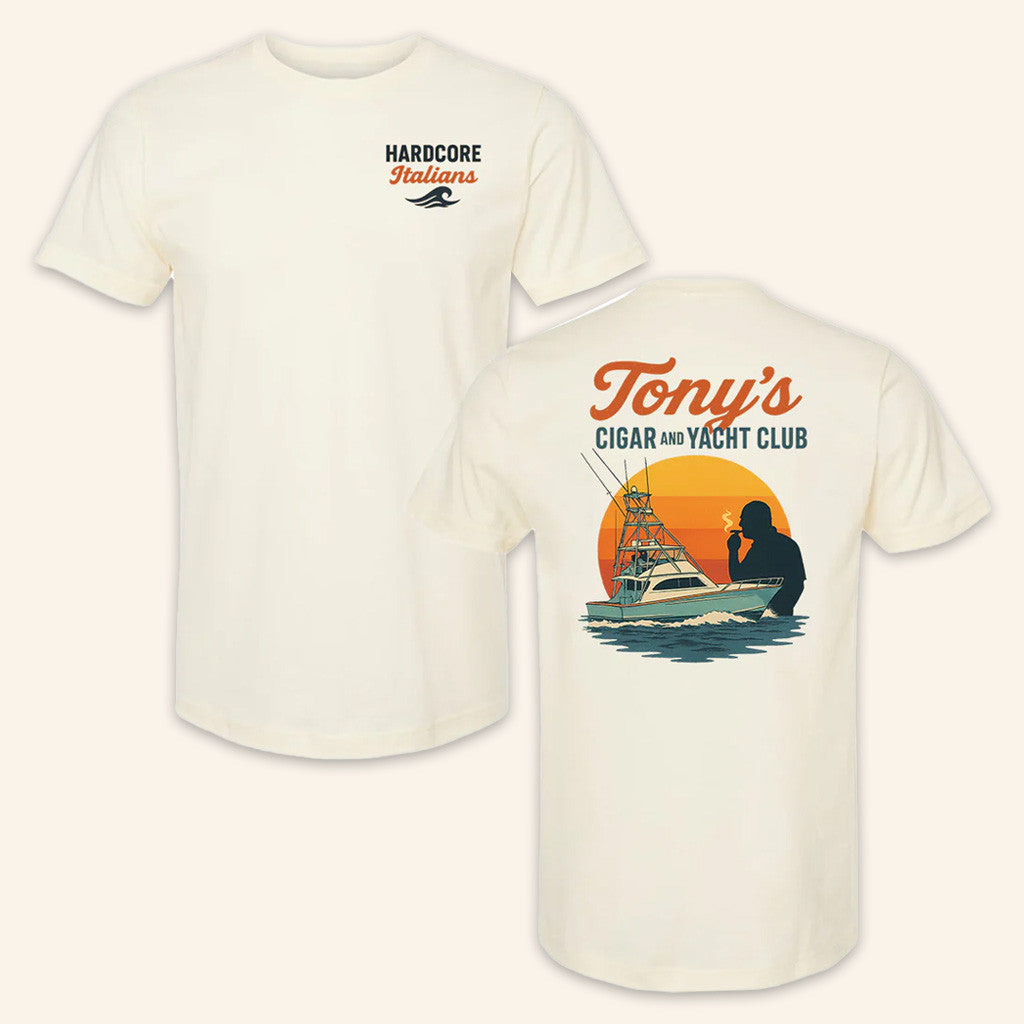 Hardcoreitalians Merch Tony's Cigar And Yacht Club T-Shirt Gifts For Boyfriend