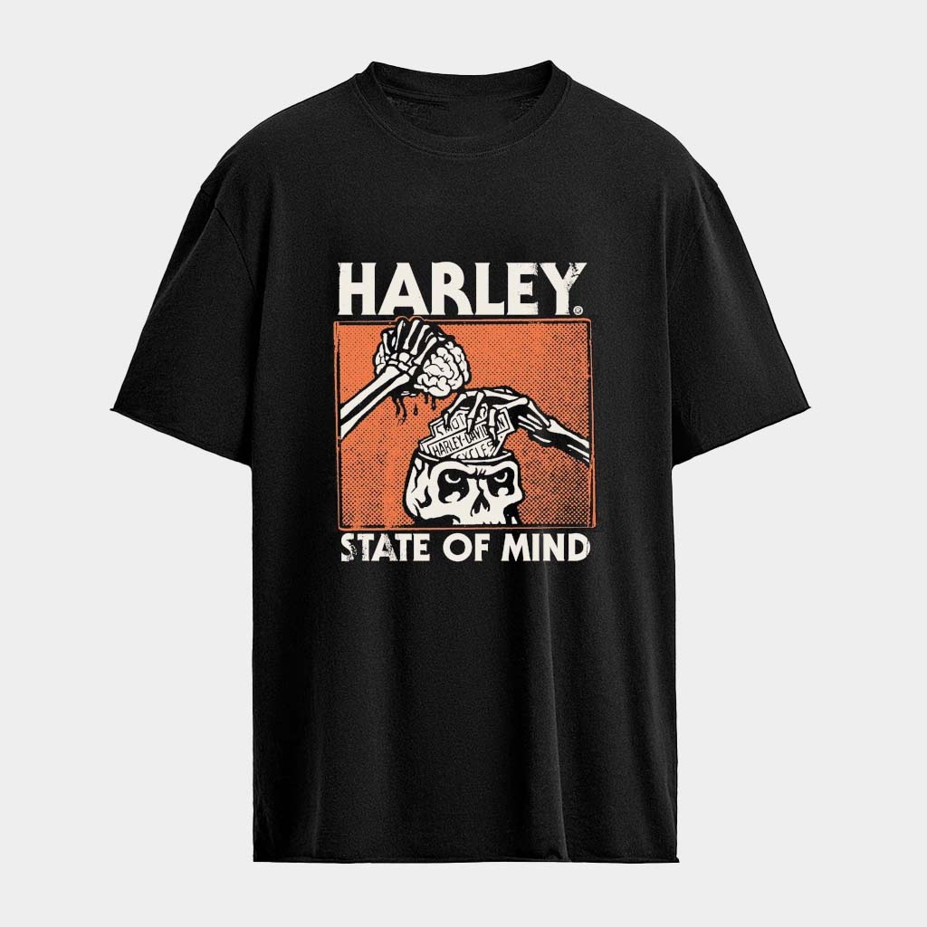 Harley Davidson State Of Mind Brain Skeleton T-Shirt Best Birthday Gift For BFF