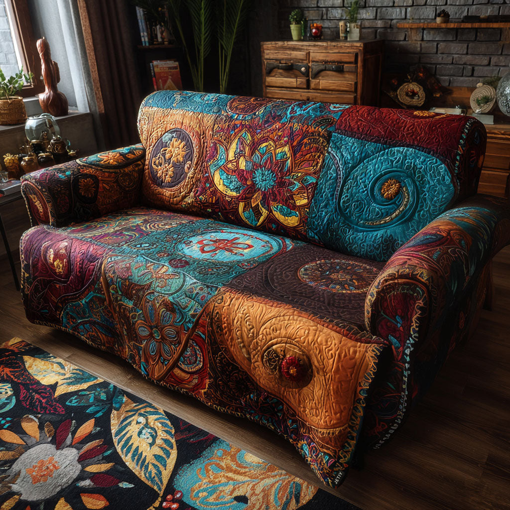 Harmony Bloom Quilted Sofa Cover Living Room Decor Gift Ideas For Mom