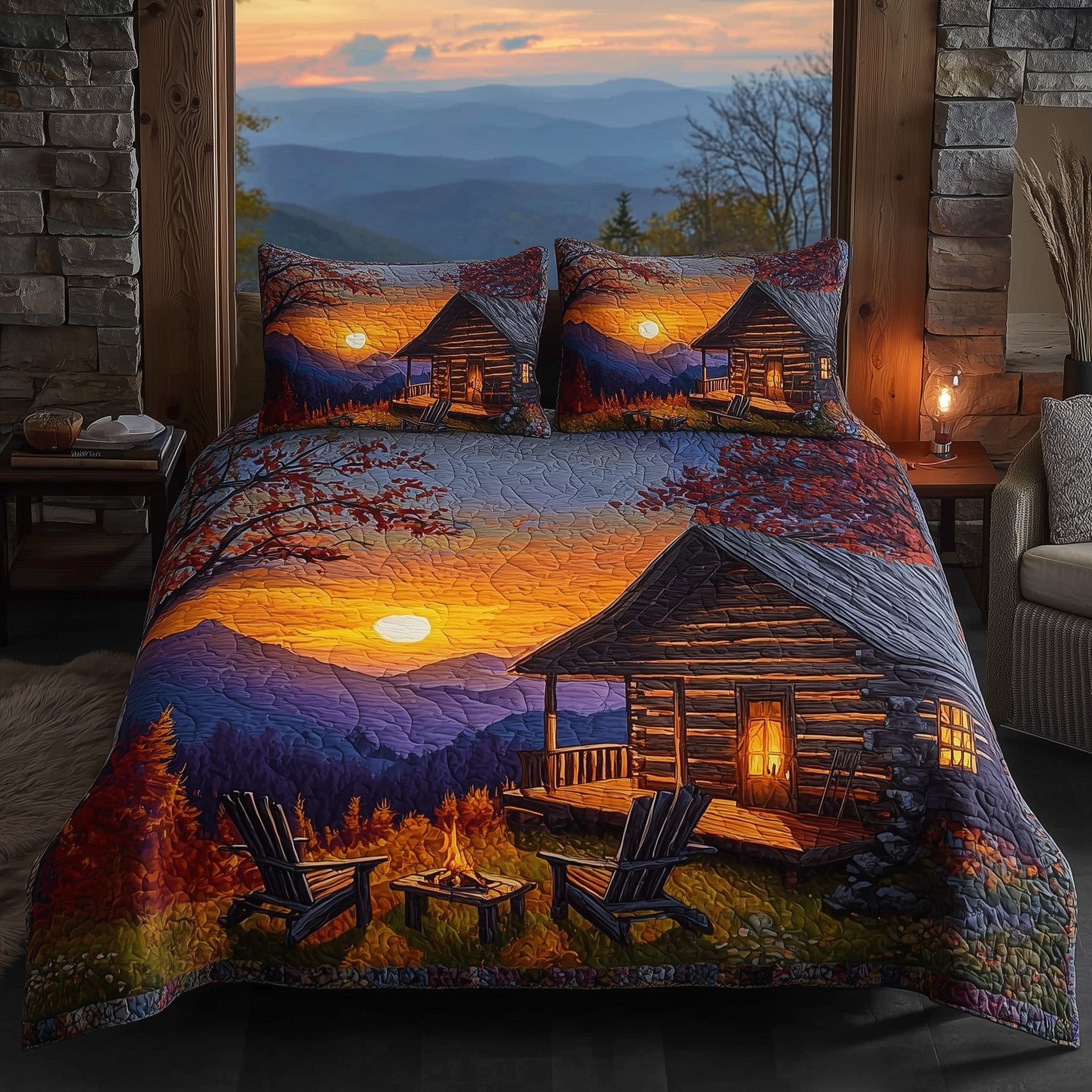 Harmony Fall Quilted Bedding Set Bedspread Great Camping Lover Gifts