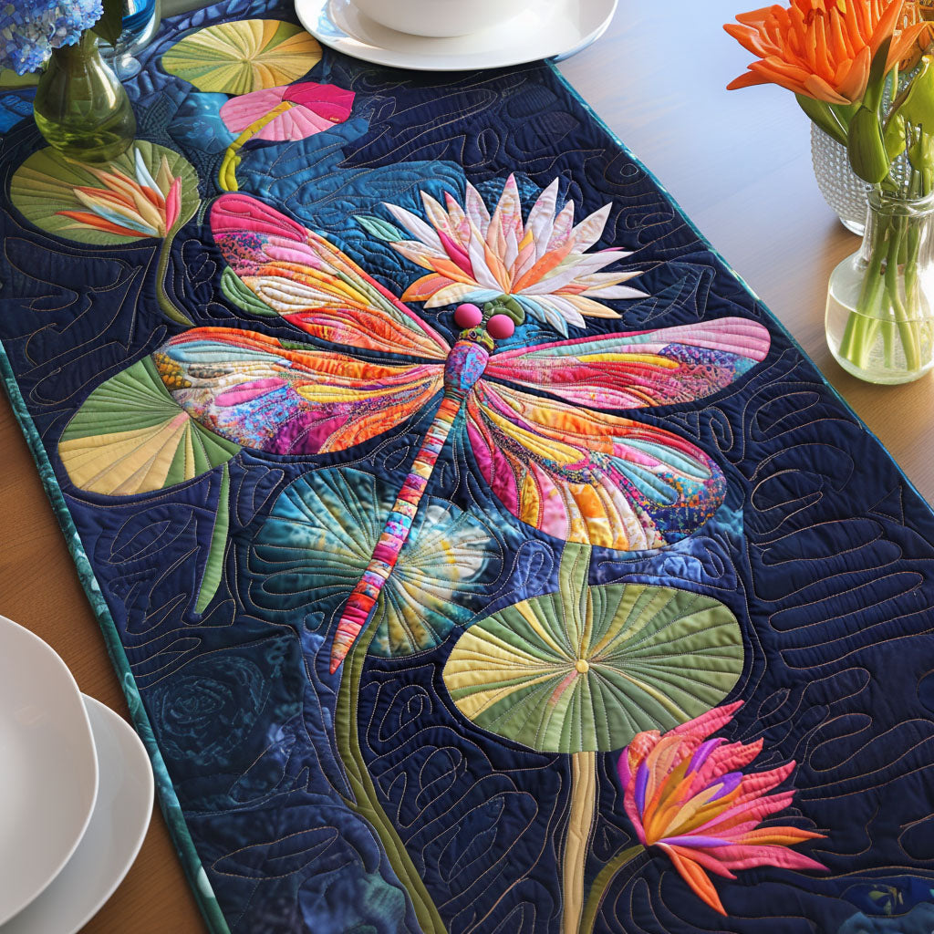 Harmony Flight Quilted Table Runner Kitchen Table Decor Dragonfly Themed Gift Items