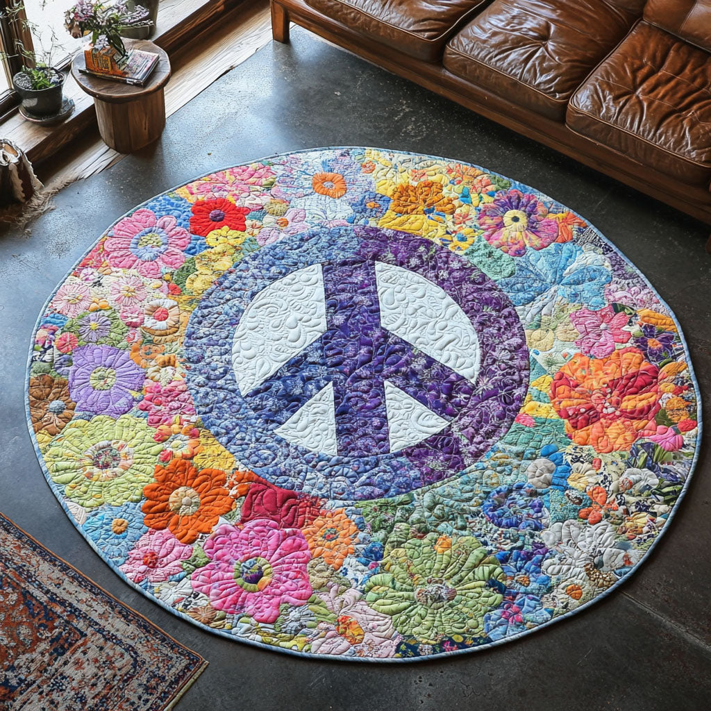Harmony in Quilted Round Mat Door Entrance Decor Gifts For The Flower Lover