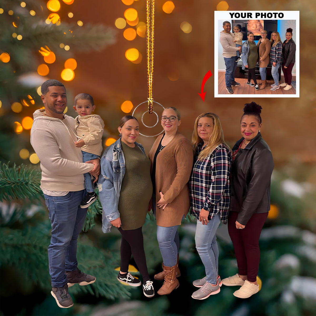 Harmony Of Hearts Personalized Photo Mica Ornament Christmas Gift For Family Members