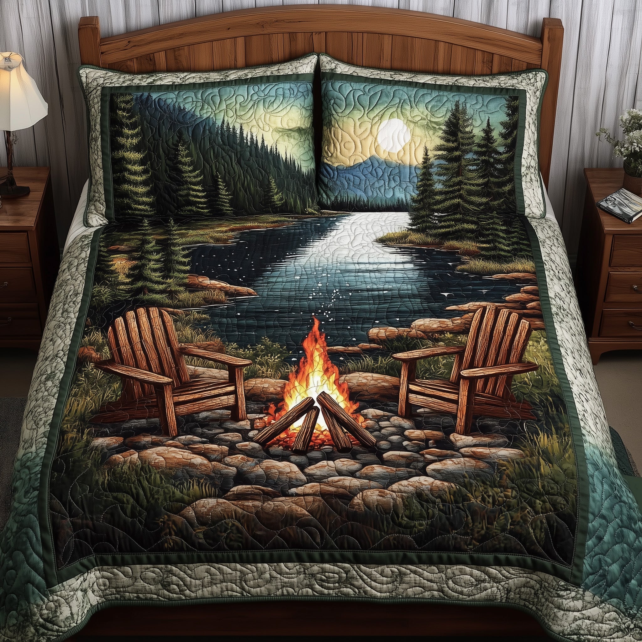 Harmony Retreat Quilted Bedding Set Duvet Cover Bedspread Camping Gifts Fathers Day