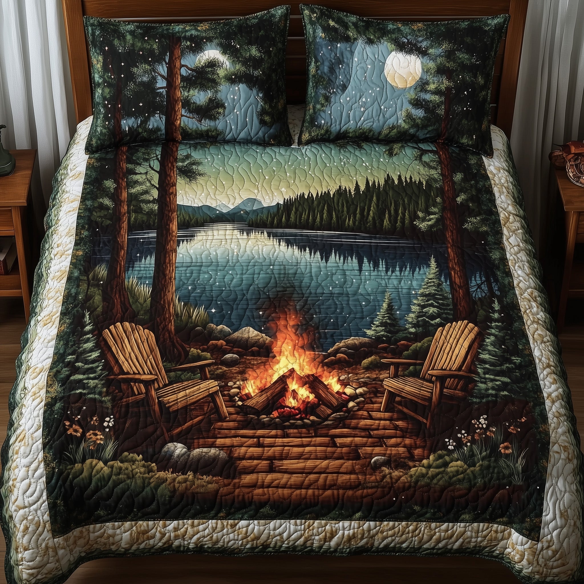 Harmony Retreat Quilted Bedding Set Duvet Cover Bedspread Gift Ideas For Hikers And Campers