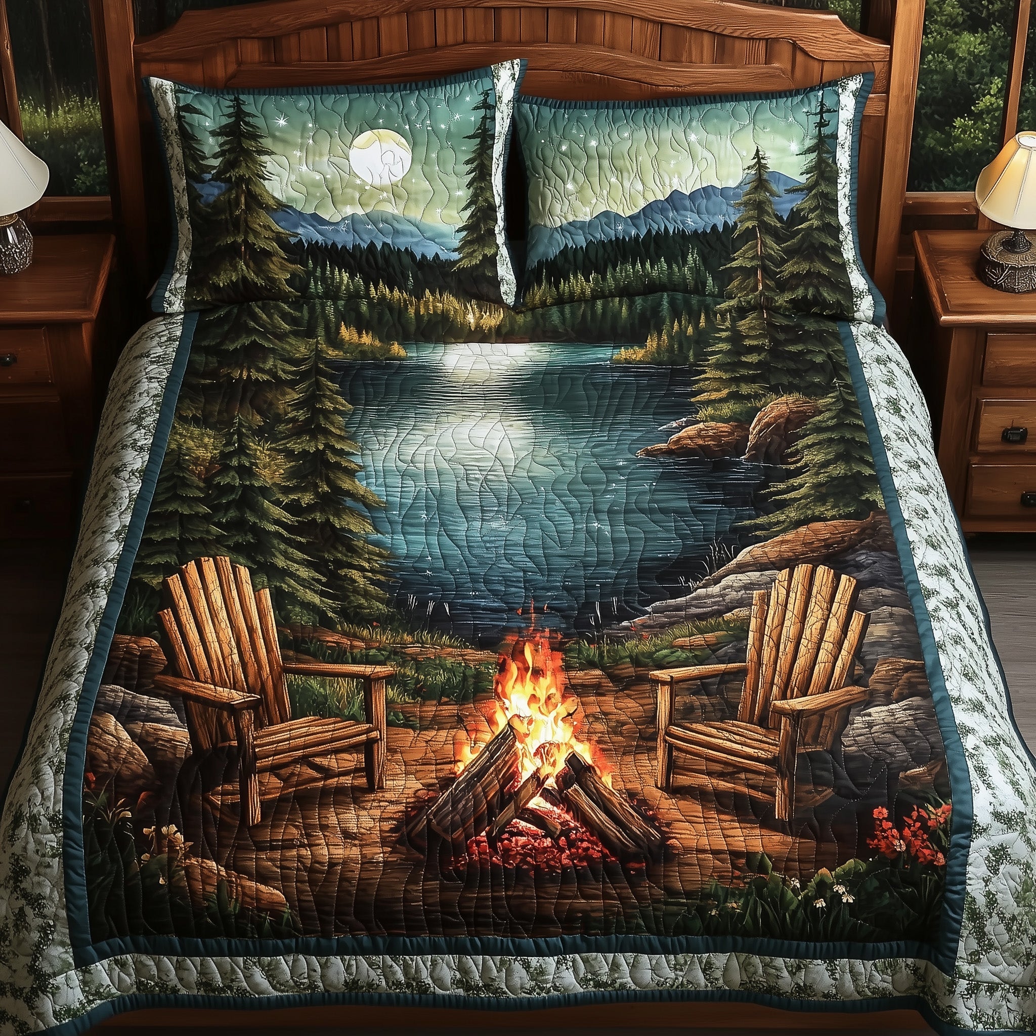 Harmony Retreat Quilted Bedding Set Duvet Cover Bedspread Gifts For Camper Owners