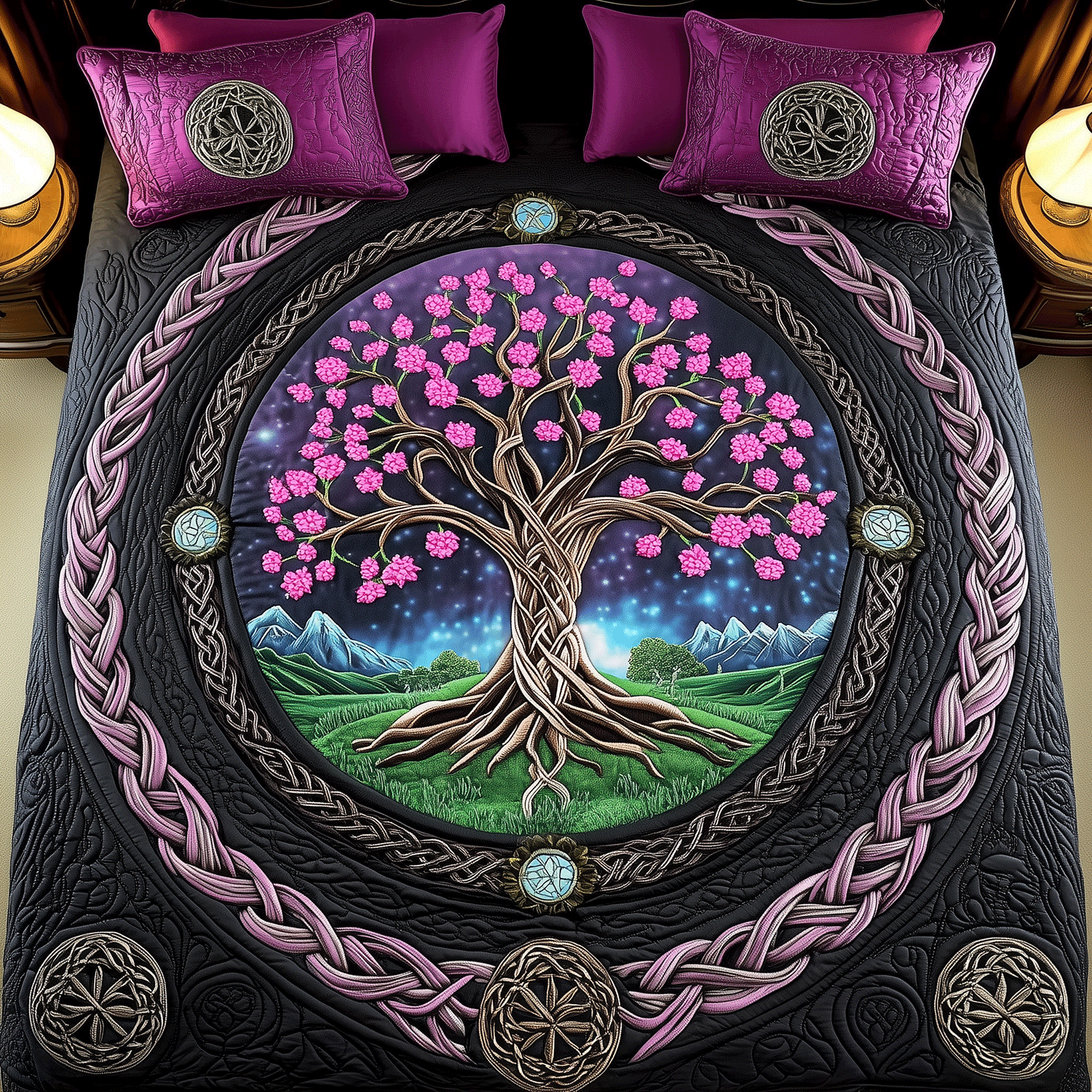 Harmony Roots Quilted Bedding Set Luxury Duvet Cover Set for Elegant Bedroom Decor