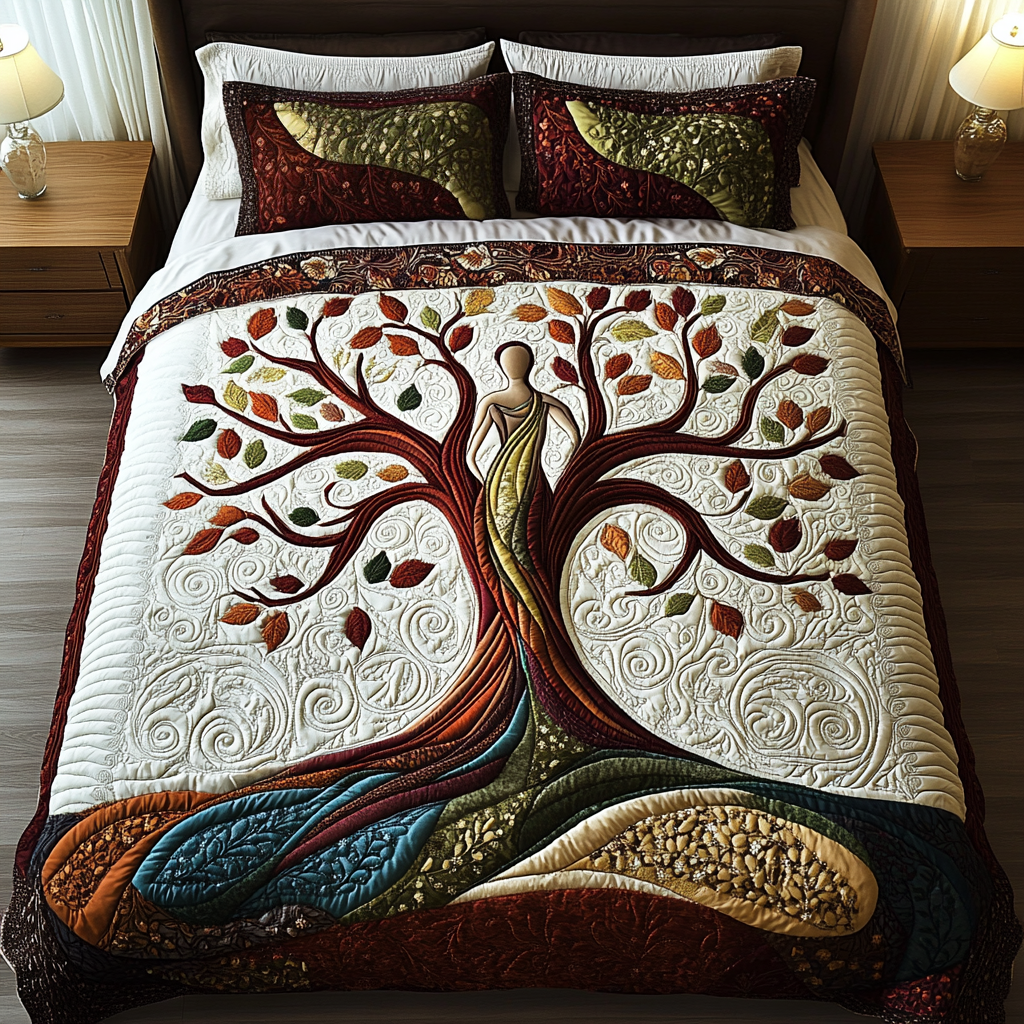 Harmony Tree Quilted Bedding Set Cool Bedroom Decor Tree Of Life Gifts For Her