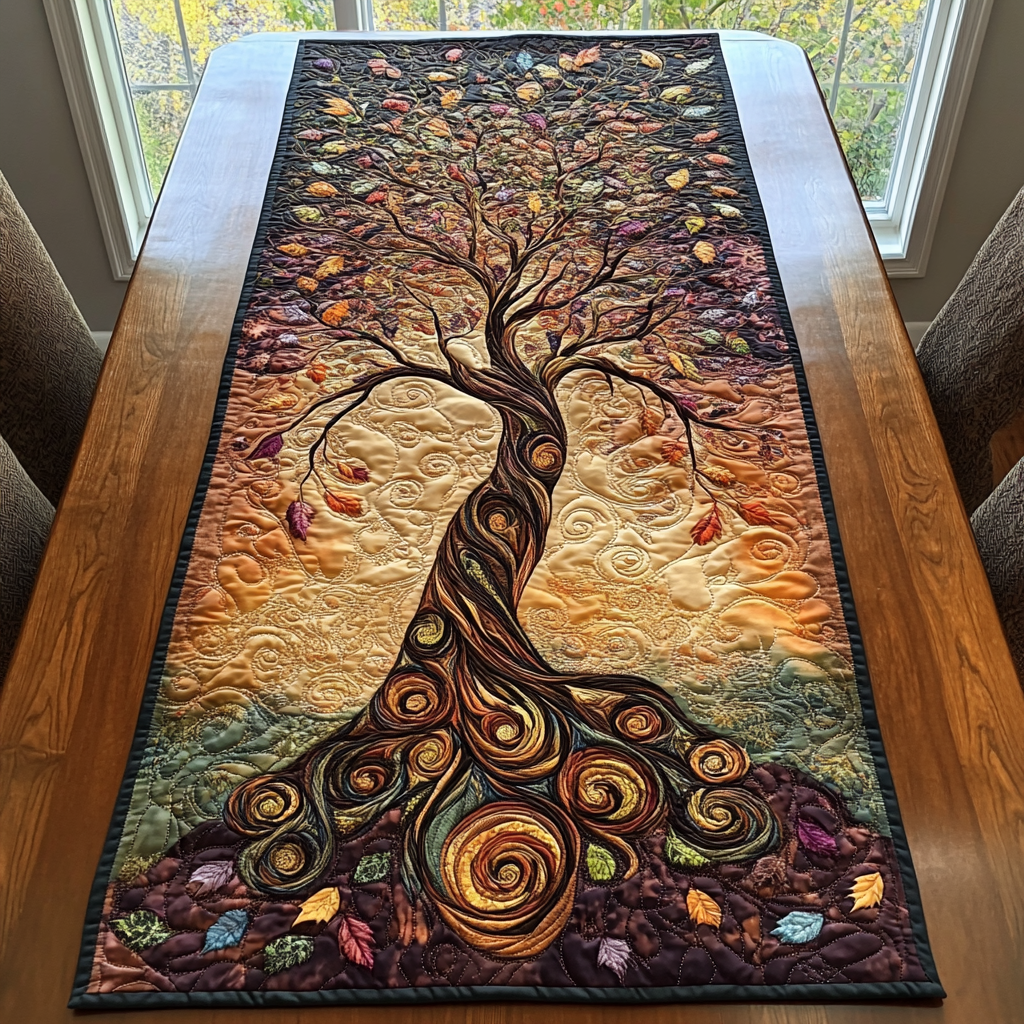 Harmony Tree Quilted Table Runner Dining Room Table Decor Tree Of Life Gifts For Family