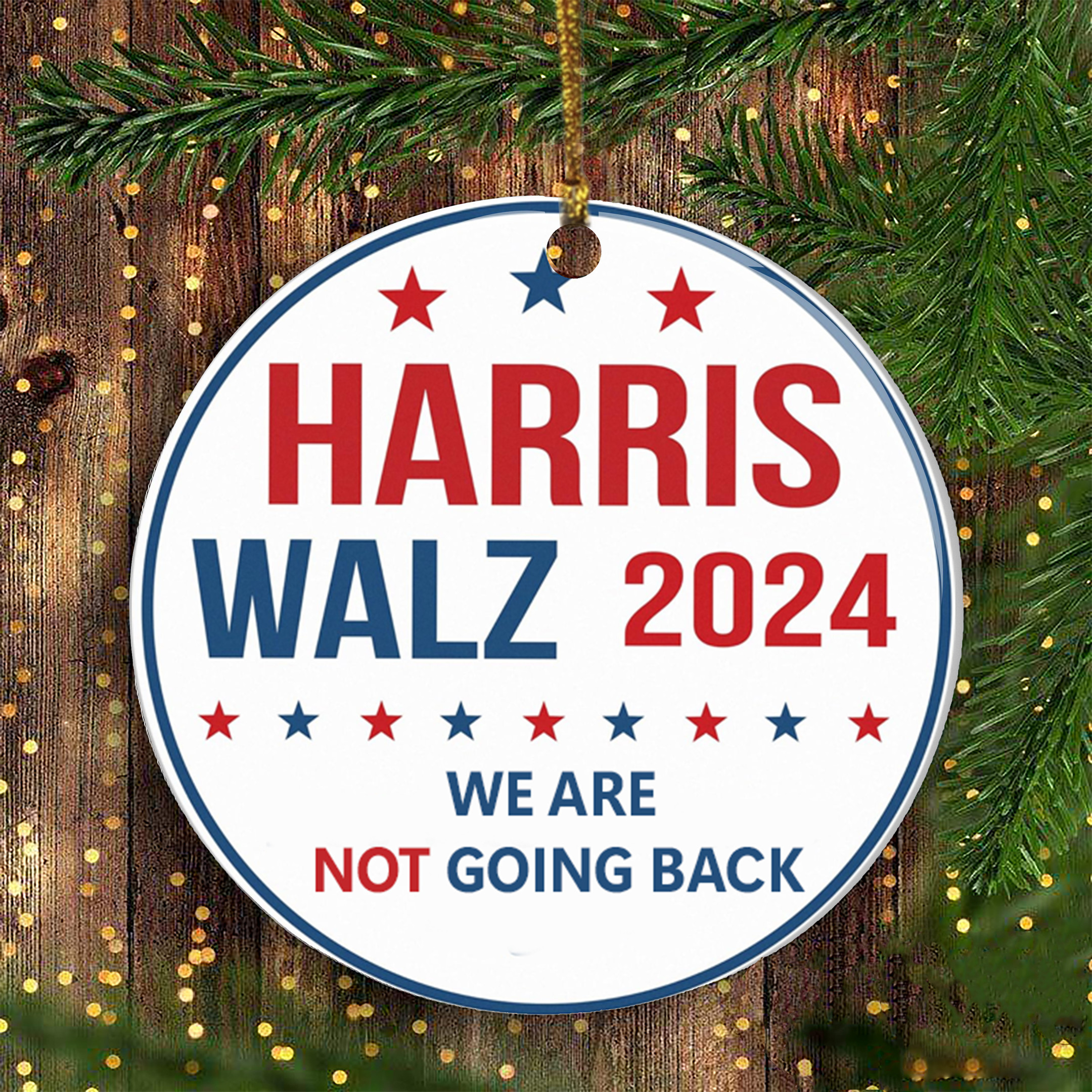 Harris Walz 2024 Let The Future Begin Ornament Vote Harris Walz Christmas Ornament