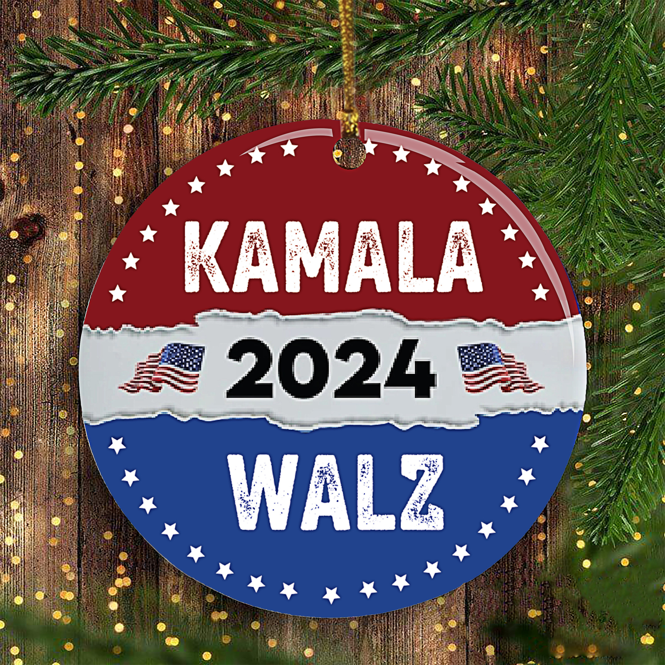 Harris Walz 2024 Ornament Presidential Campaign Harris For President Xmas Ornament