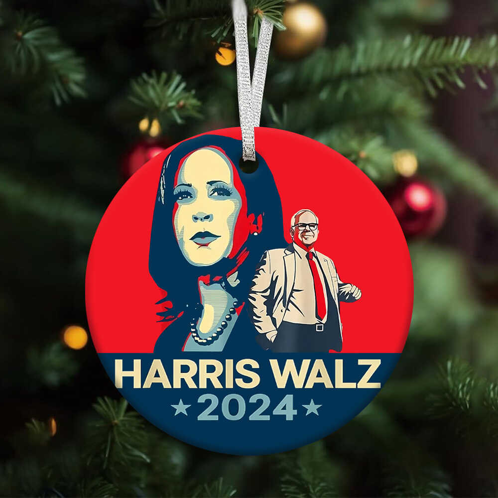 Harris Walz 2024 Ornament US Election Kamala Harris Tim Walz Christmas Ornament Patriotic Decor