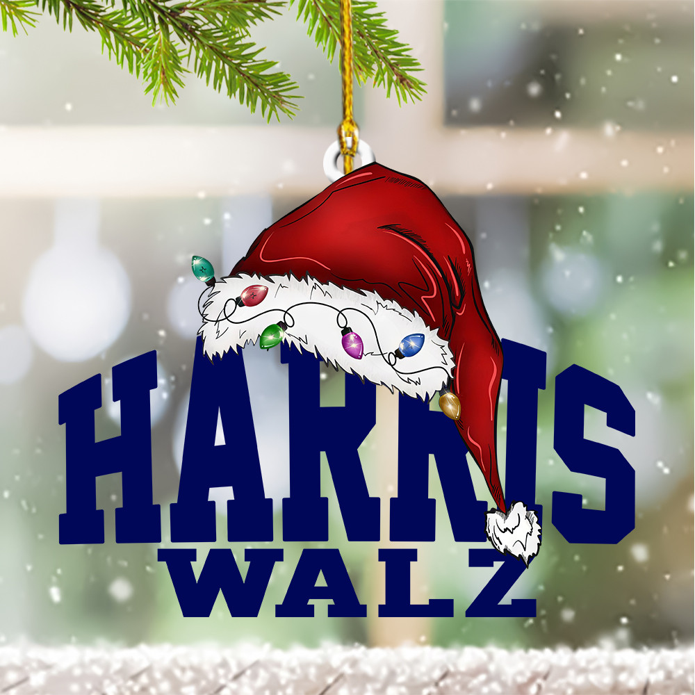 Harris Walz 2024 Santa Christmas Ornament Harris Walz For President VP Ornaments