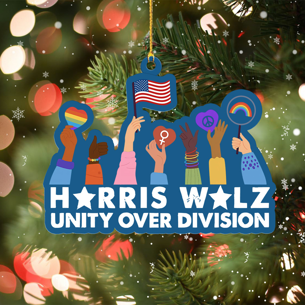 Harris Walz Unity Over Division Ornament Shape Vote Kamala Kamala Tim Walz Election Ornament