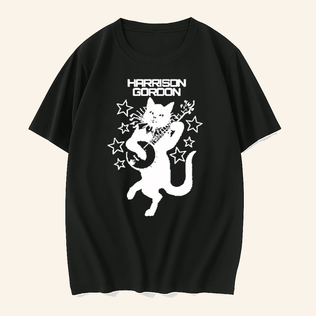 Harrison Gordon Merch Harrison Gordon Banjo Cat Black T-Shirt Presents For Music Lovers