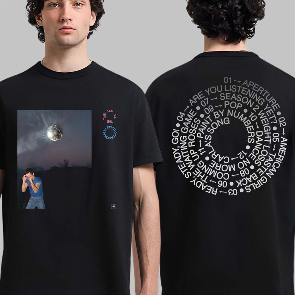 Harry Styles Kiss All The Time Disco Occasionally Album Cover Art With Tracklist Two Sided T-Shirt