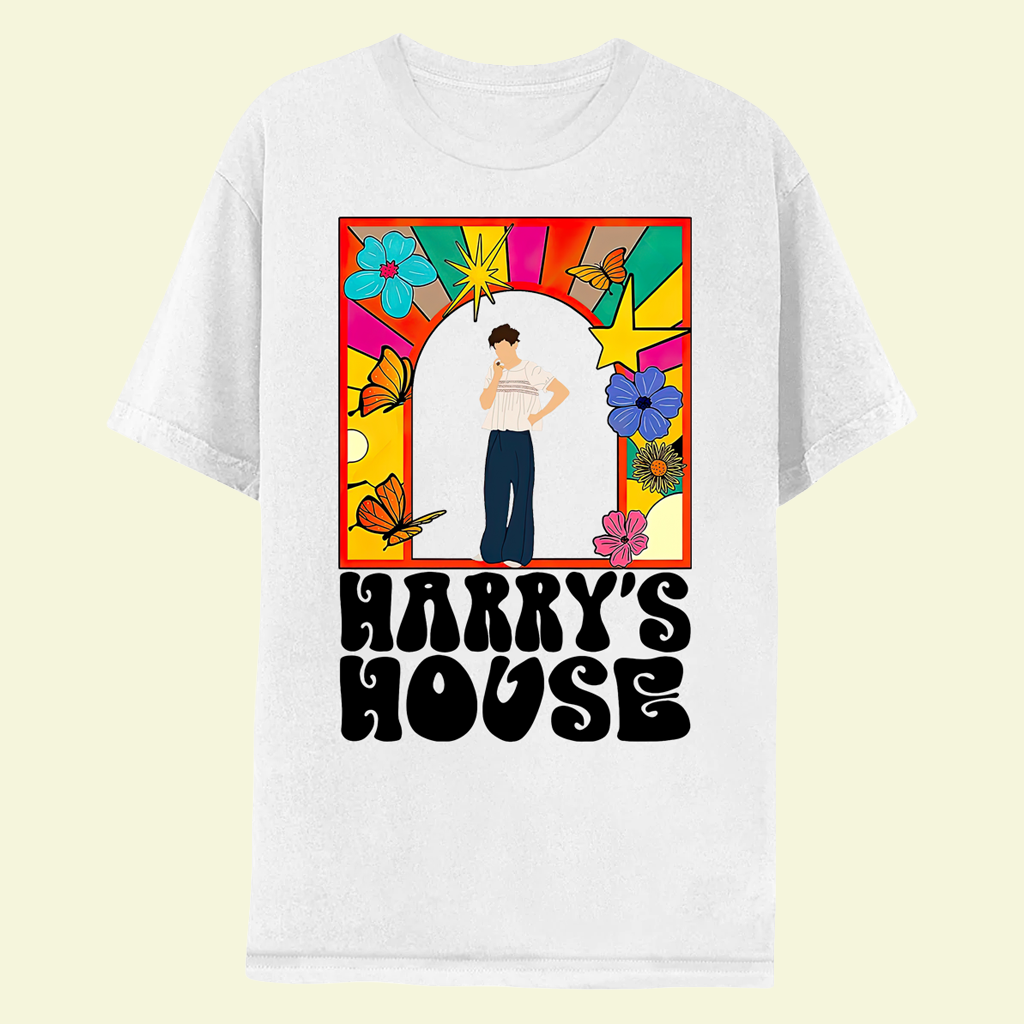 Harry Styles Merch Harry's House Floral White T-Shirt Music Lover Gifts For Him Harry Styles Merch Harry's House Floral White T-Shirt Music Lover Gifts For Him