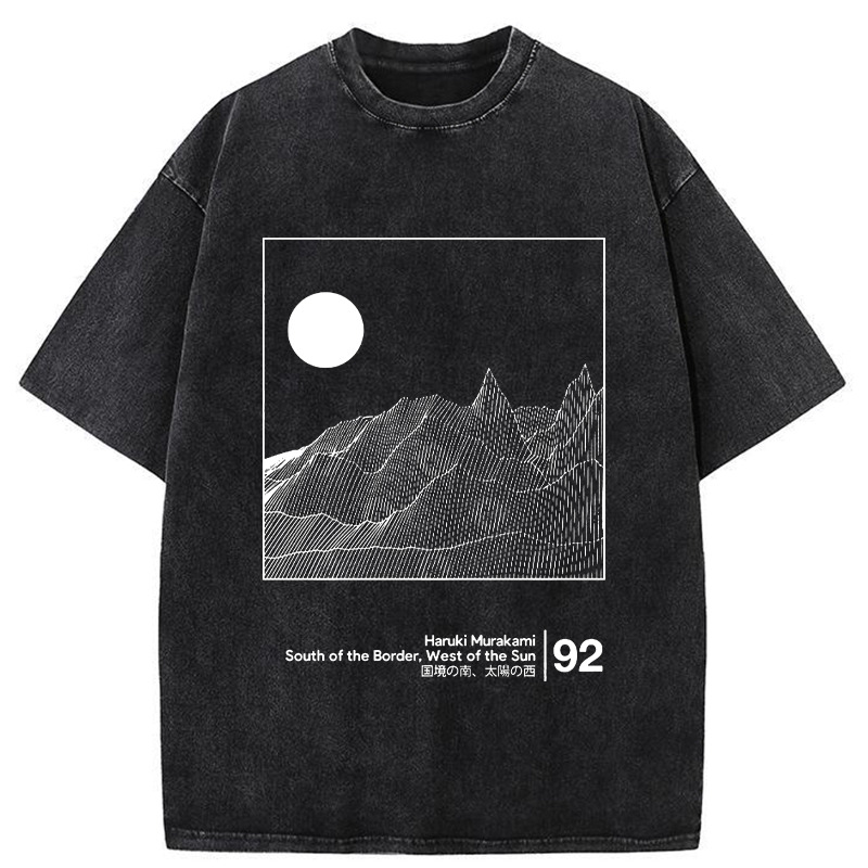 Haruki Murakami's Novel Washed T-Shirt Retro Streetwear Graphic Top Gifts For BFF