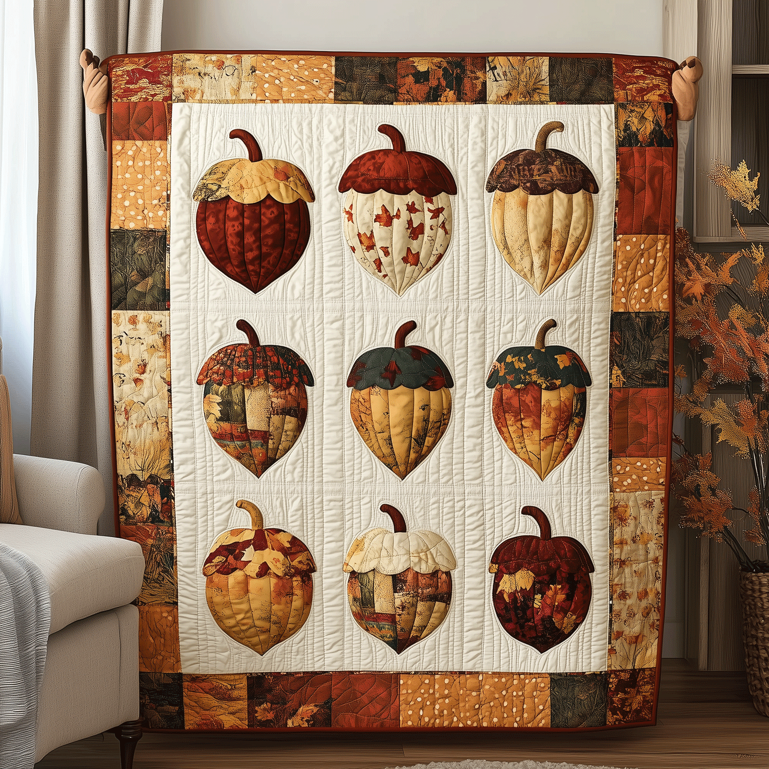 Harvest Acorn Quilted Blanket Gift Ideas For Fall