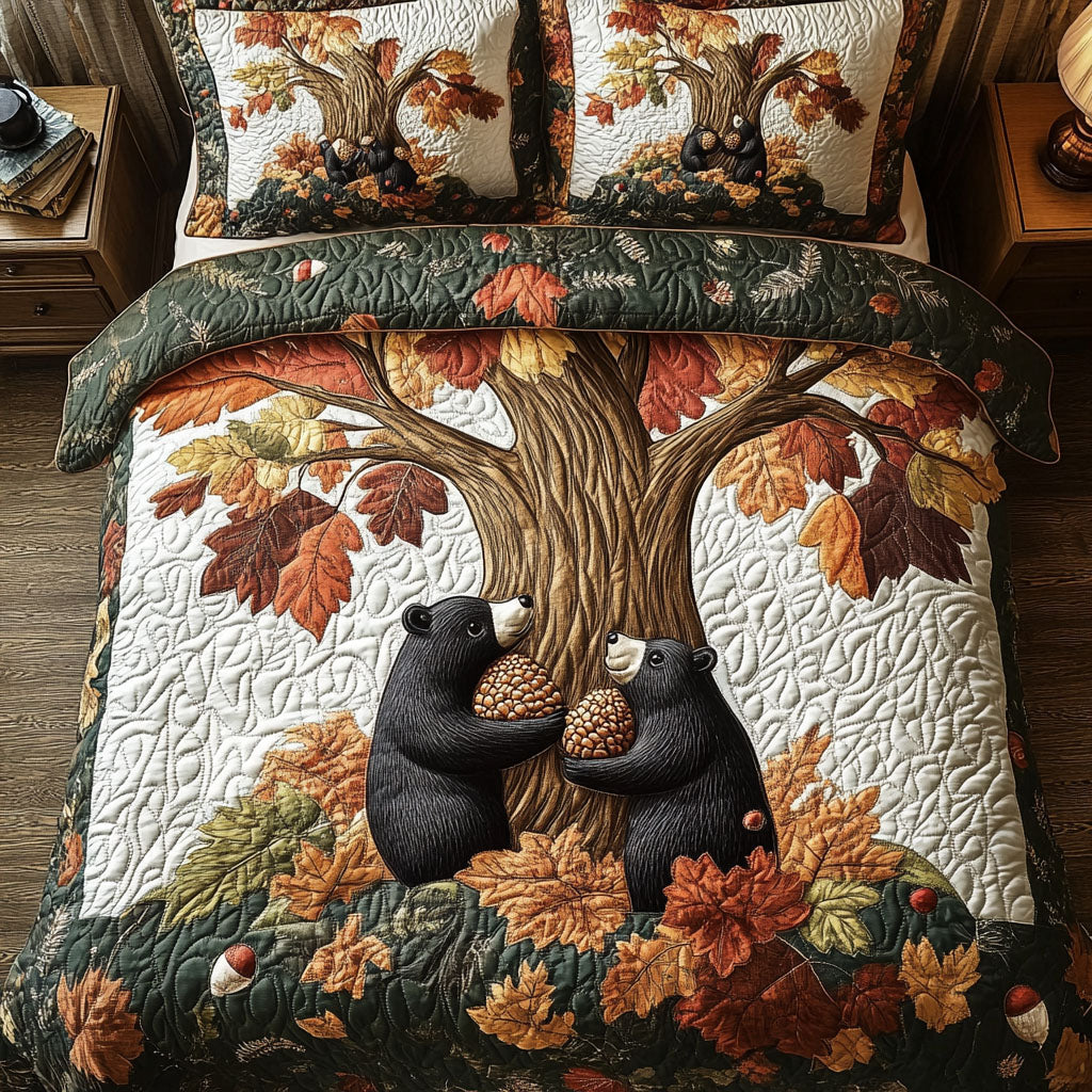 Harvest Bear Parade Quilted Bedding Set Bed Decor Bear Gifts For Women
