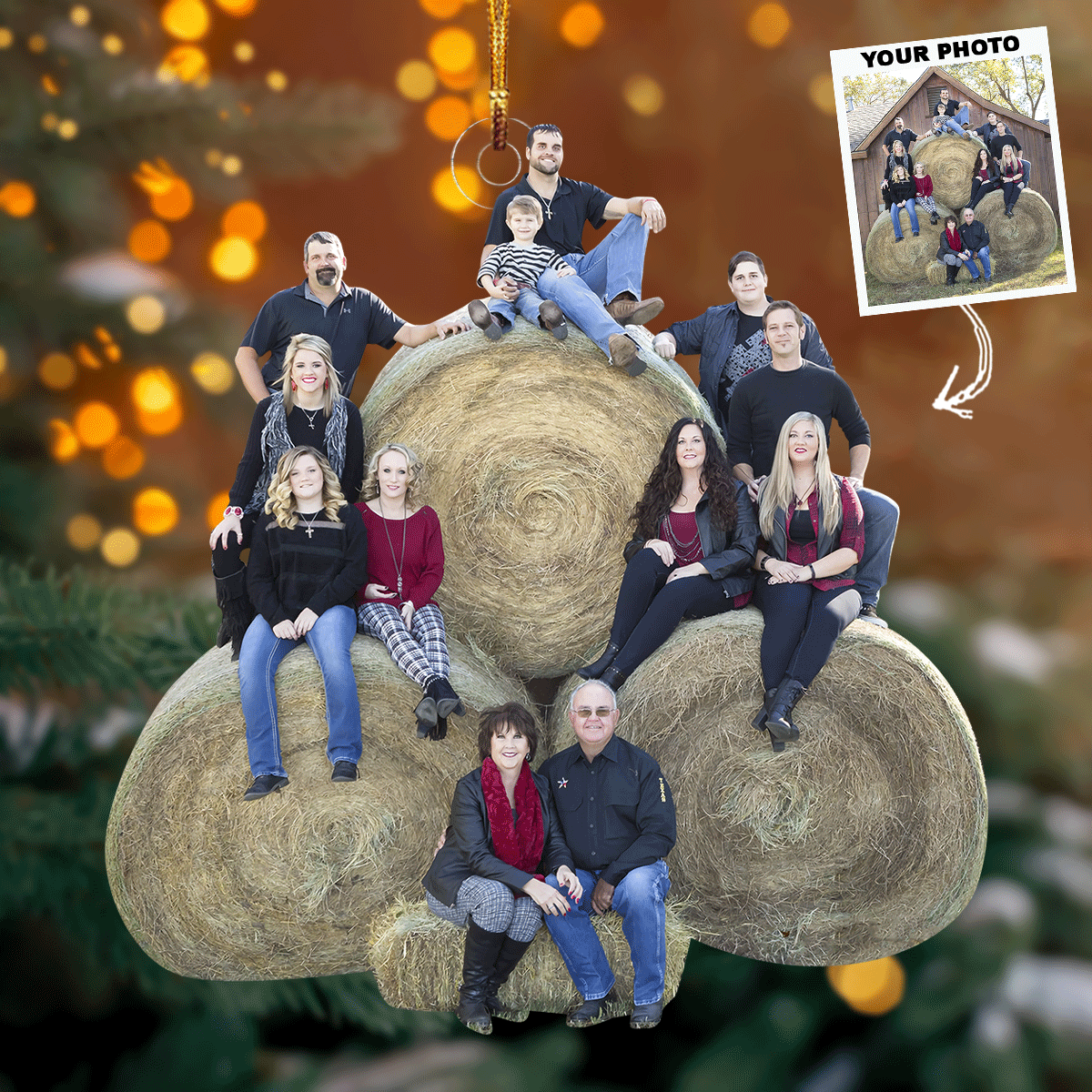 Harvest Bliss Family Personalized Photo Mica Ornament Christmas Gift For Family Member