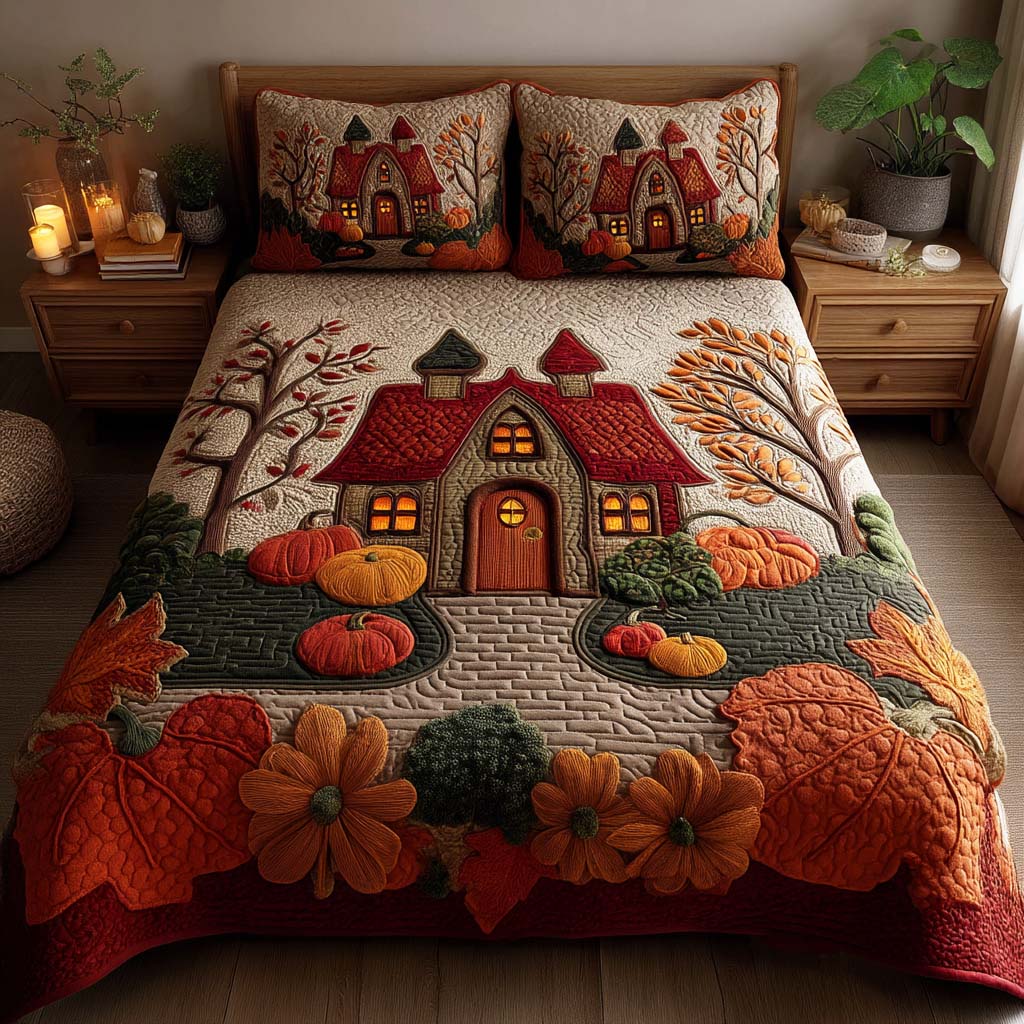 Harvest Bliss Quilted Bedding Set Bed Room Decoration Best Autumn Gifts