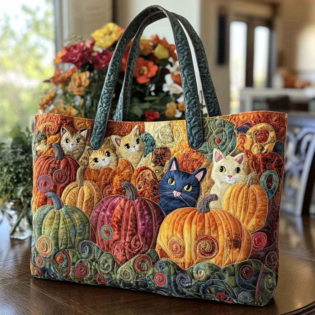 Harvest Cat Joy Quilted Tote Bag Gifts For Cat Owners