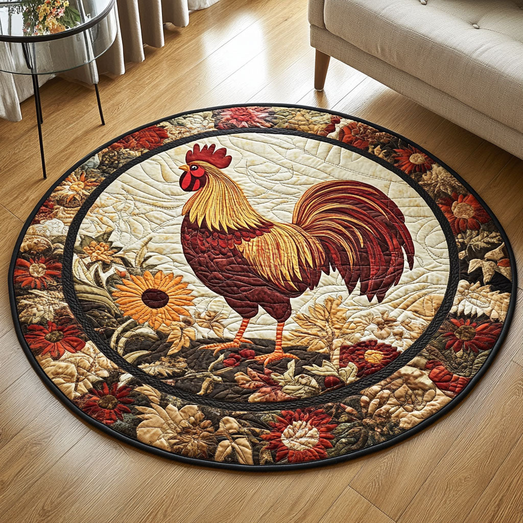Harvest Cluck Quilted Round Mat Home Front Door Design Xmas Gifts For Farmers