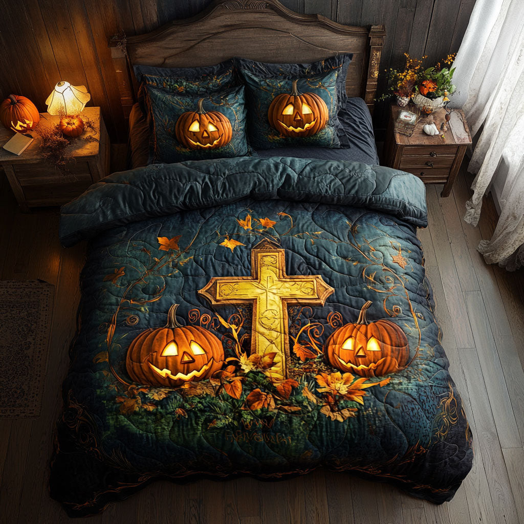 Harvest Cross Bedding Set Best Decoration Gift For Friends and Family on Halloween Day