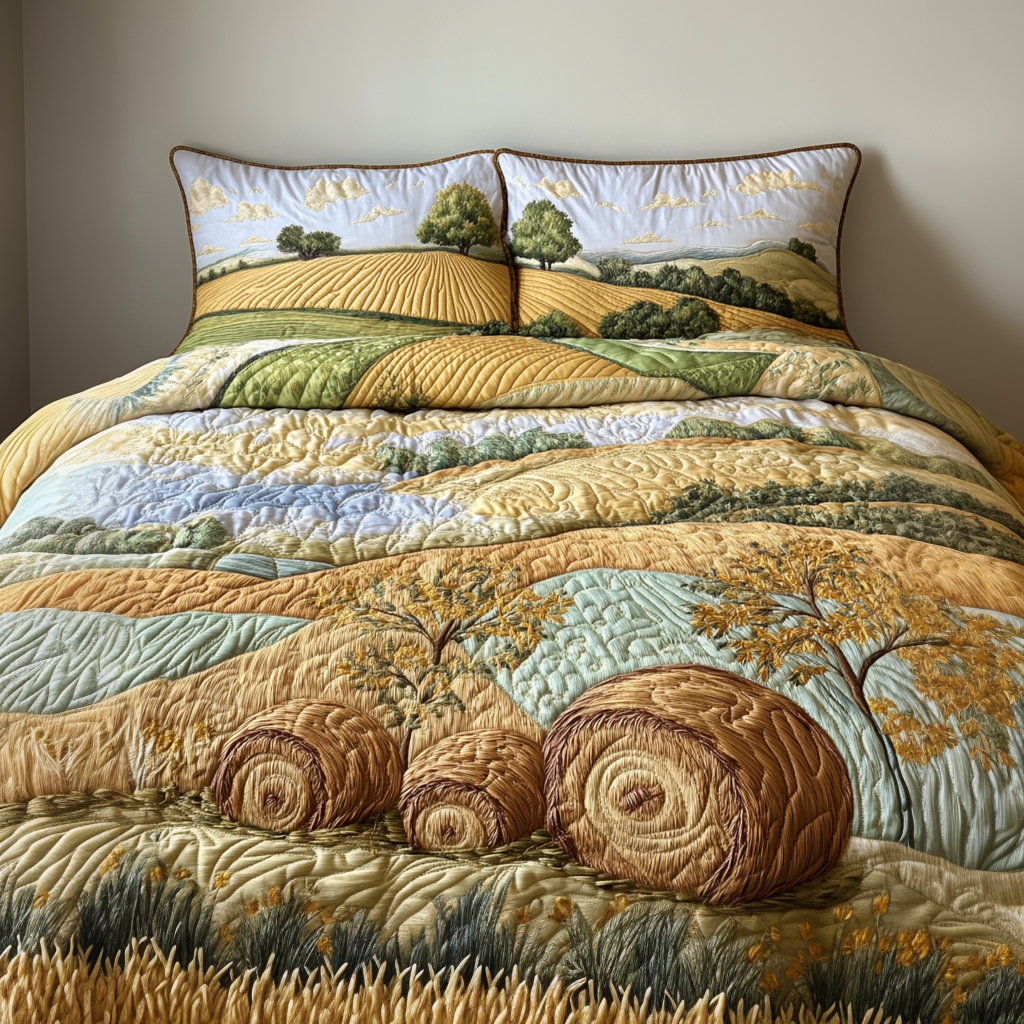 Harvest Dreams Quilted Bedding Set Beautiful Printed Bedding Set for Home Aesthetics