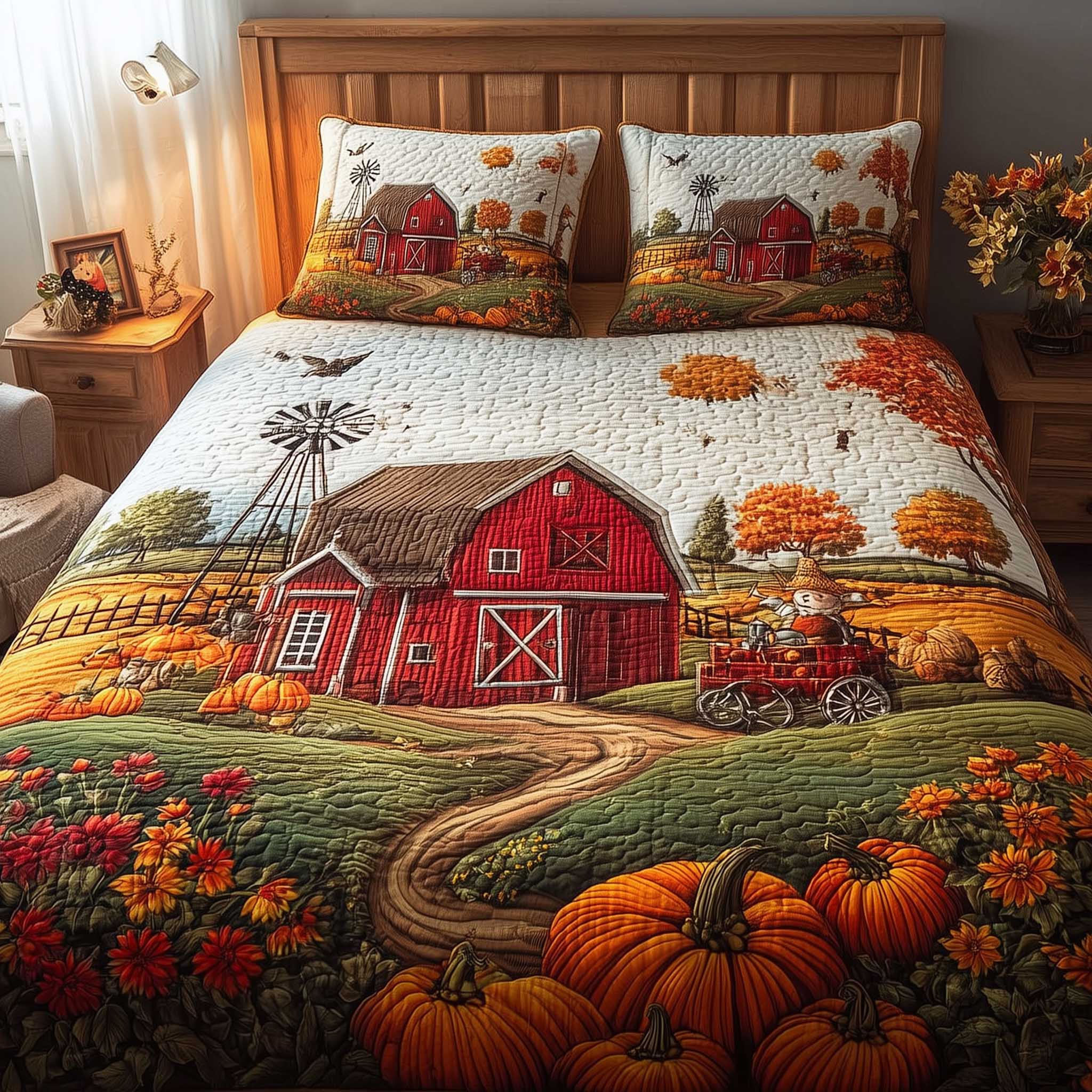 Harvest Farmhouse Quilted Bedding Set Stylish Home Decor